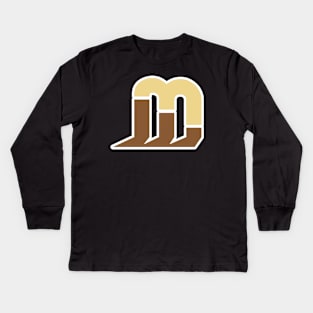 3D Letter M vector logo sticker design. Initial letter M logotype company name sticker design. Kids Long Sleeve T-Shirt